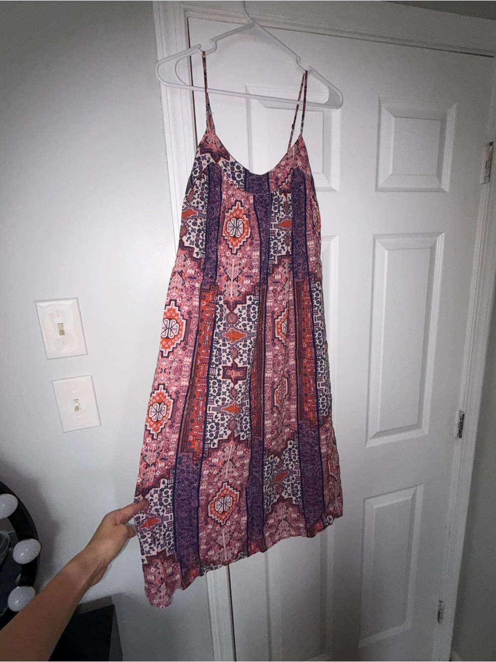 Lucky Brand Pink and Purple Printed Spaghetti-Strap Sundress